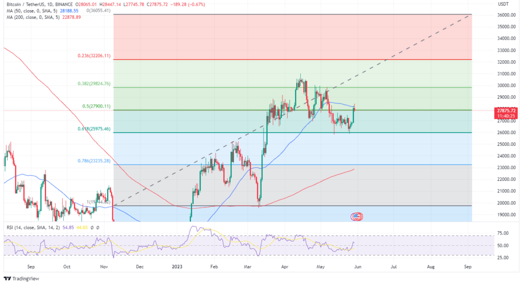 Fibonacci retracement tool on bitcoinâ€™s daily chart