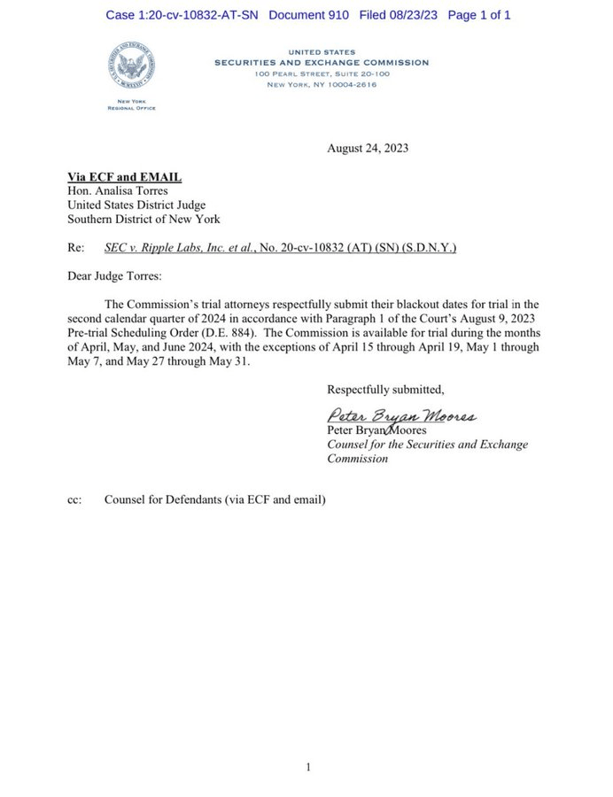 Rescheduling of the sec versus ripple trial
