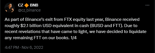 Binance to dump ftt