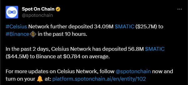 Celsius networkâ€™s matic deposits