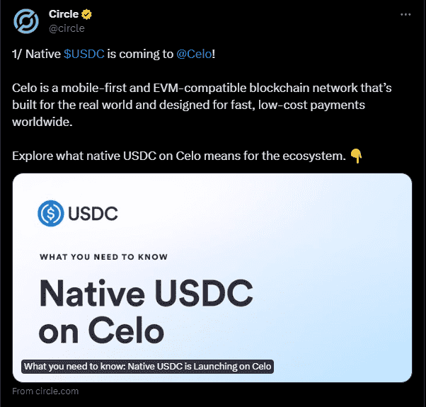 The usdc celo announcement