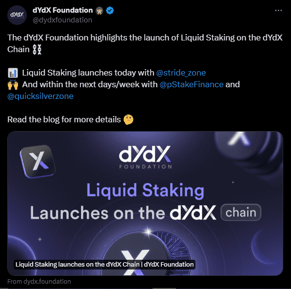 The dYdX announcement