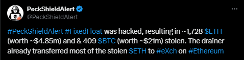 The crypto hack on fixedfloat