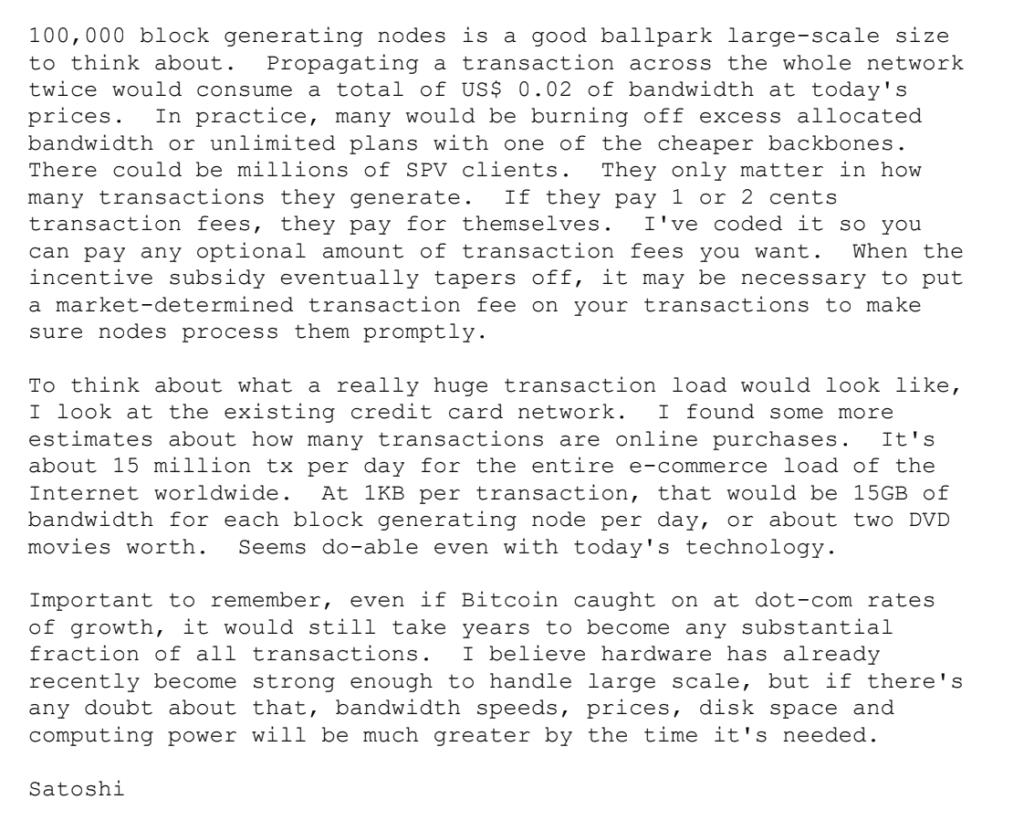 Nakamoto on fees