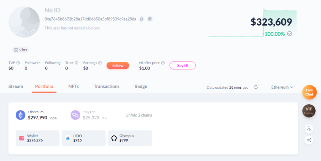 The hackerâ€™s debank profile