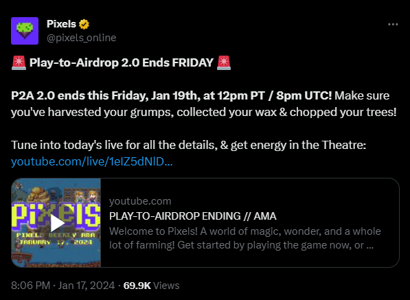 Pixels to go live soon