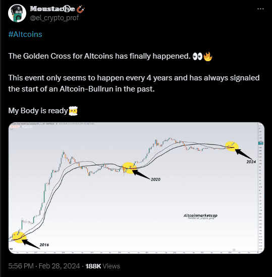 The golden cross for the altcoins