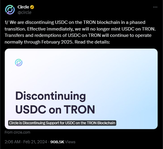 Ending support for tron