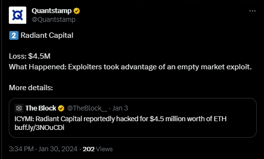 Radiant capital hacked for $4. 5 million