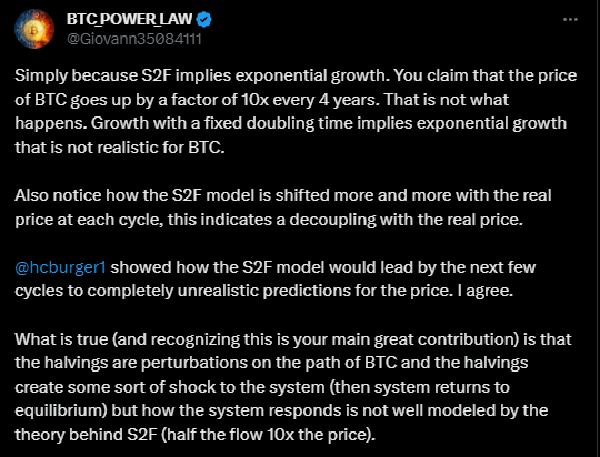 Bitcoin criticism of the s2f model