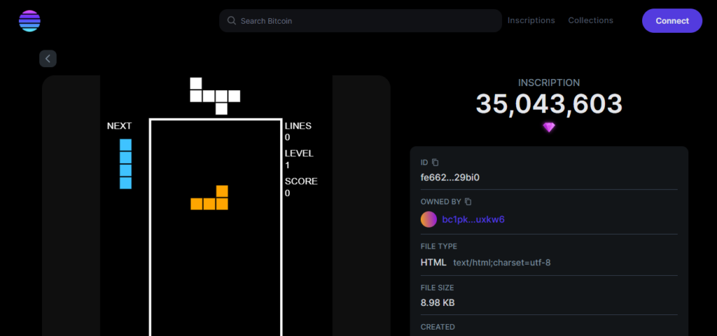 The tetris ordinal