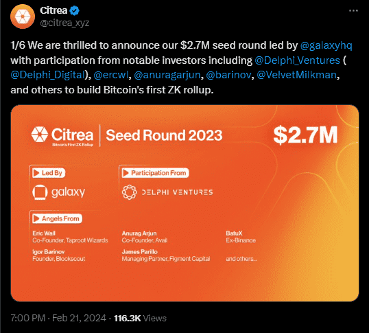 Citrea is coming to bitcoin