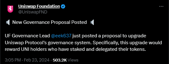 The new uniswap proposal