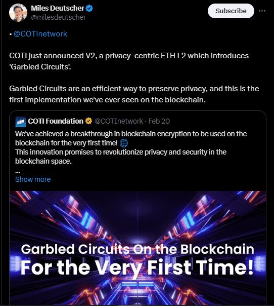 Deutscher on COTI