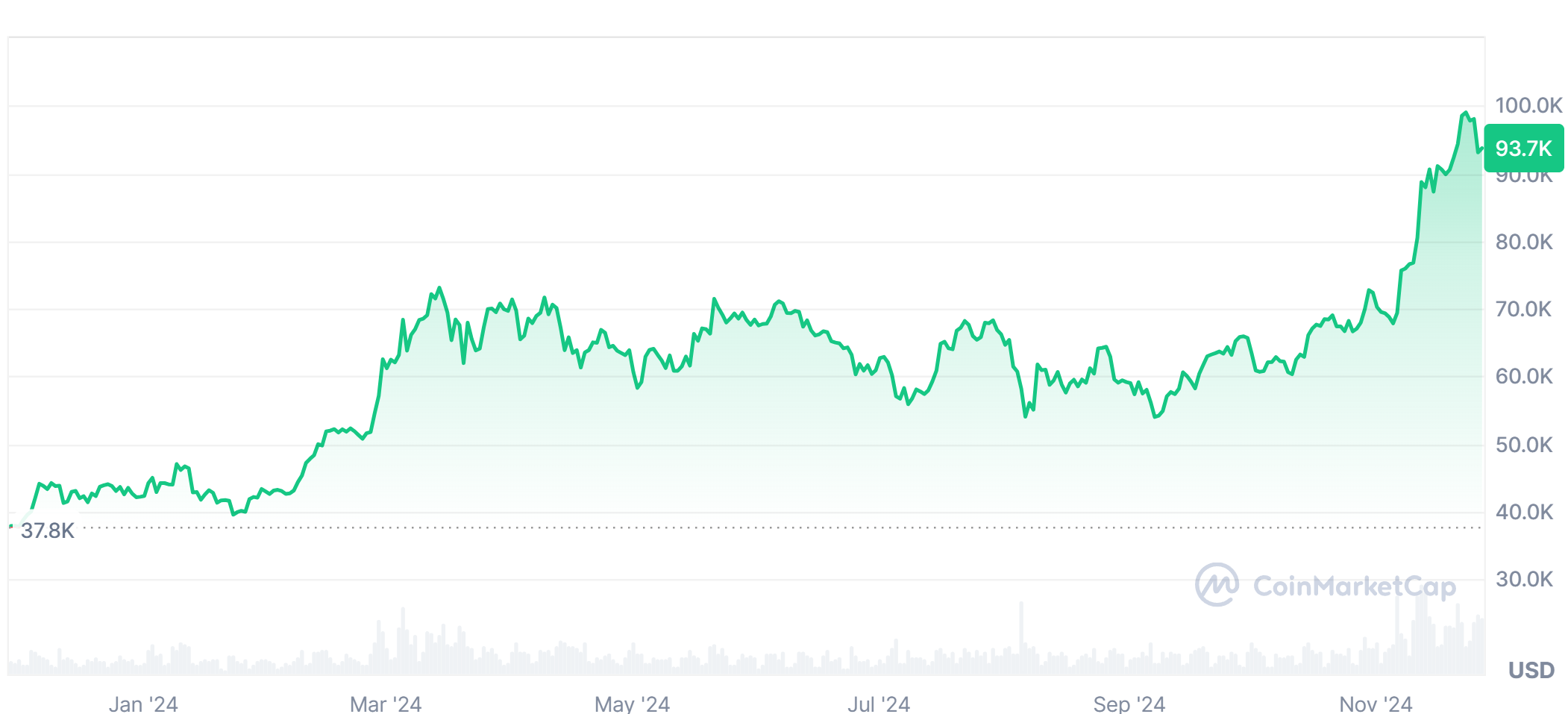 Bitcoin 1 year growth