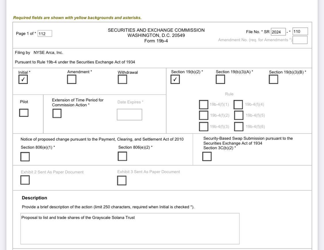 Grayscale solana etf application