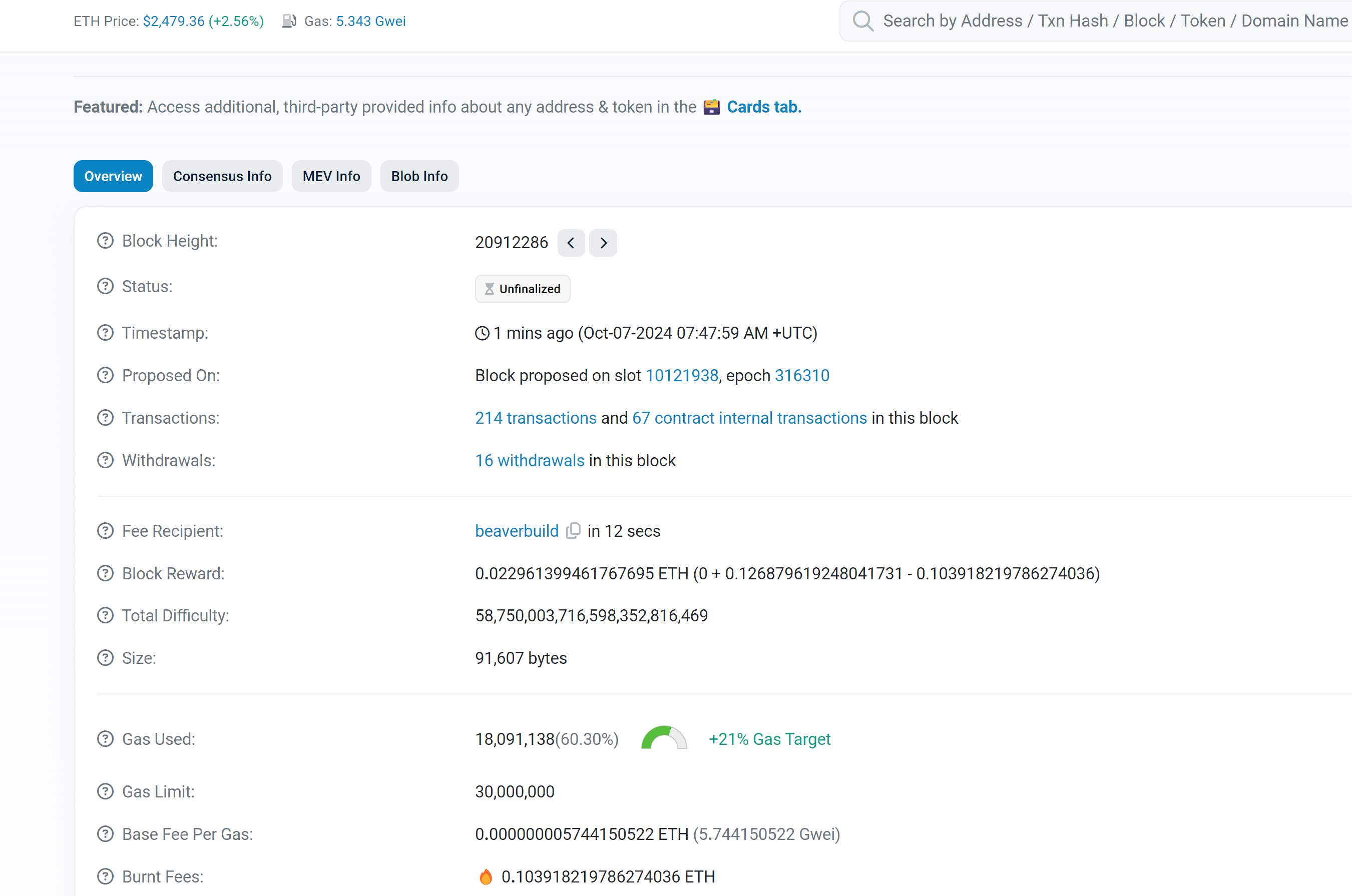 Ethereum block space utilization