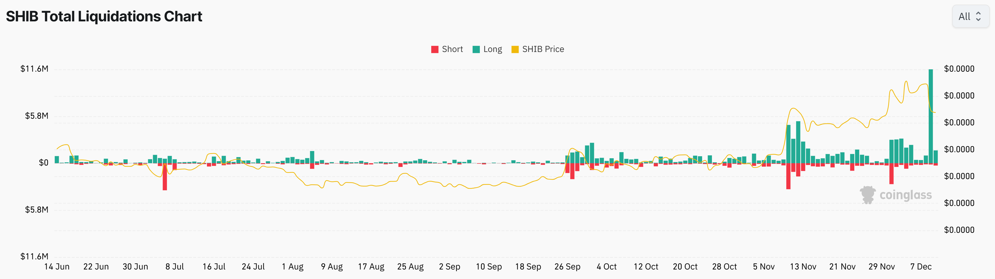 Leveraged trade liquidation in shib in the last 24 hours