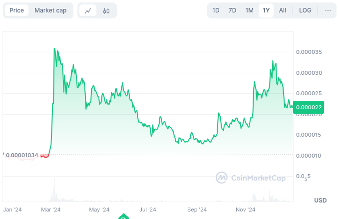 Shiba Inu Last 1 Year Price History