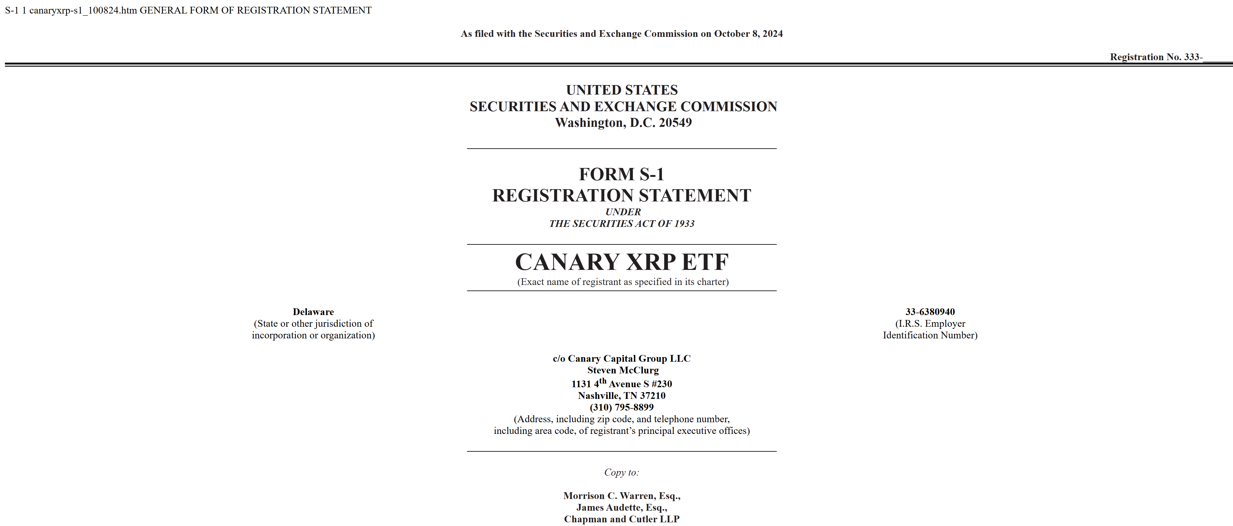 Canary xrp etf