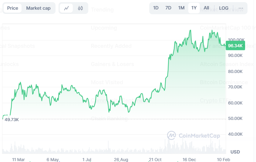Bitcoin's Price Trend in the Last 1 Year